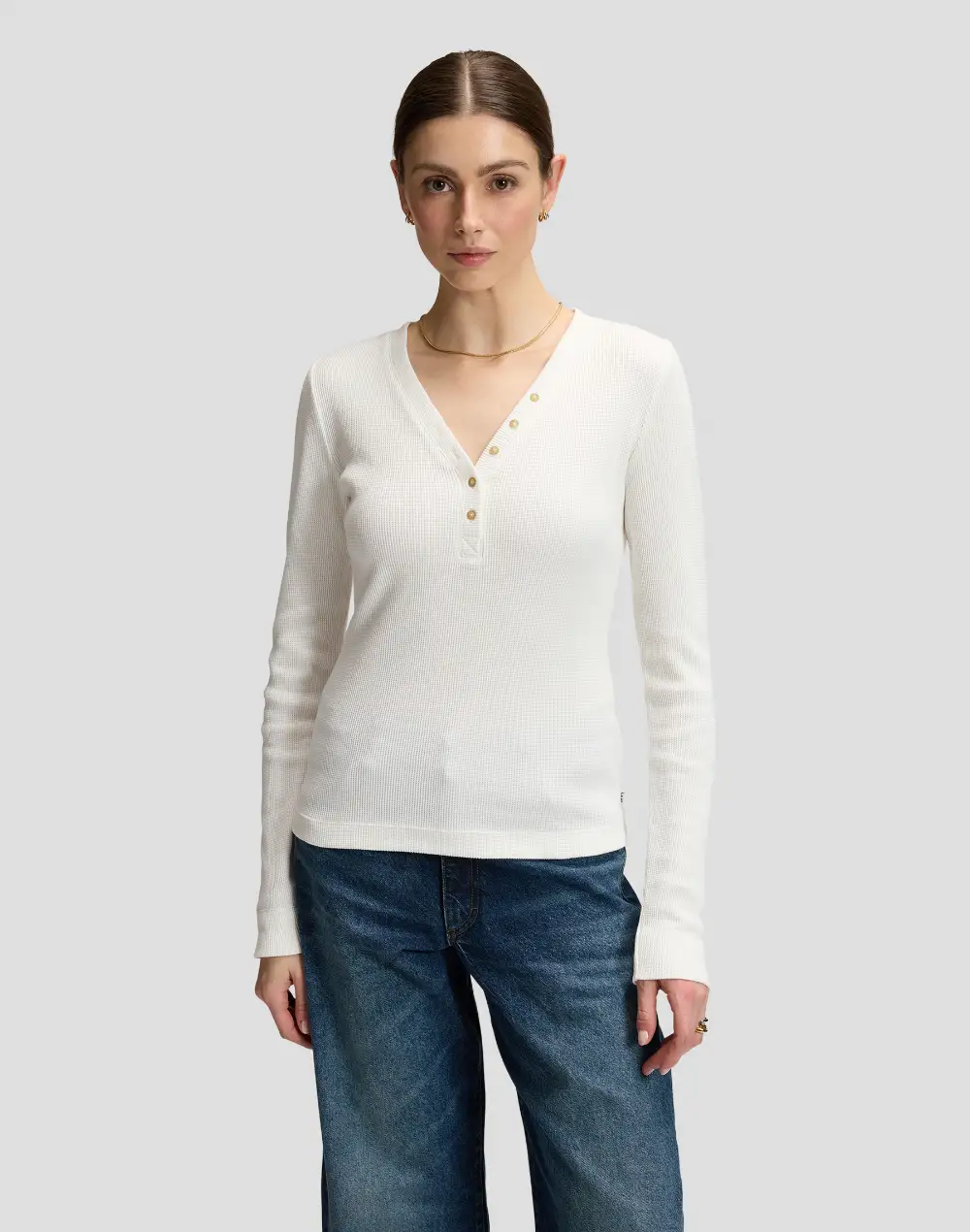חולצת Waffle Henley ארוכה