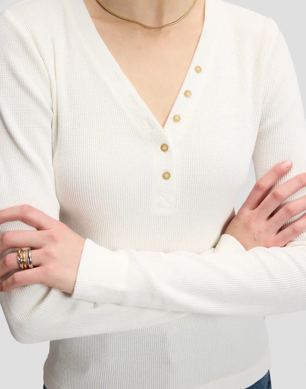 חולצת Waffle Henley ארוכה – תמונה 5